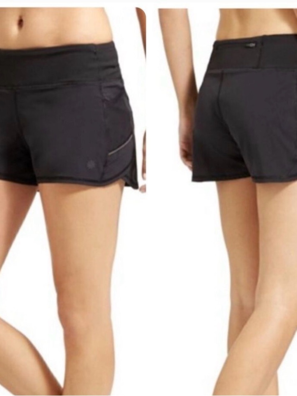 Athleta Ready Set Go Mid Rise Running Activewear Shorts in Black -L